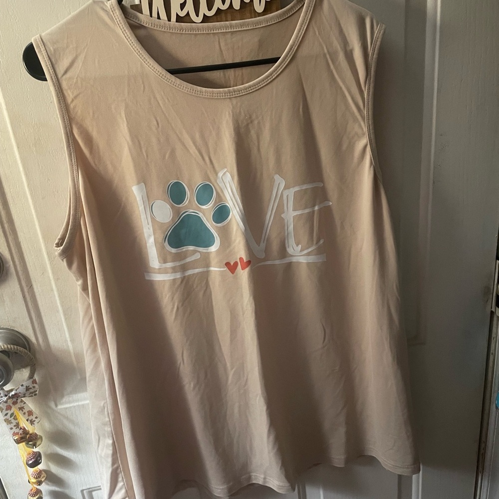Beige Love Paw Print Tank Top